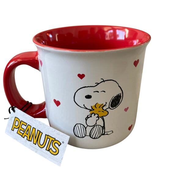 Peanuts Valentine's Day Mug Snoopy & Charlie Brown 20oz Ceramic Coffee Cup NEW - Picture 2 of 13
